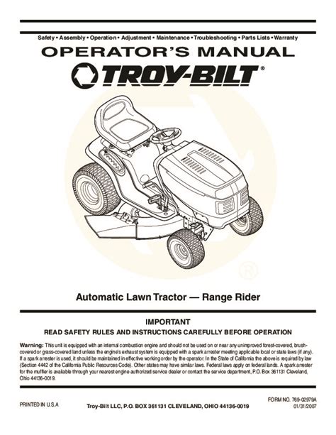 troy bilt instruction manual